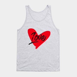 Love text with Red heart Tank Top